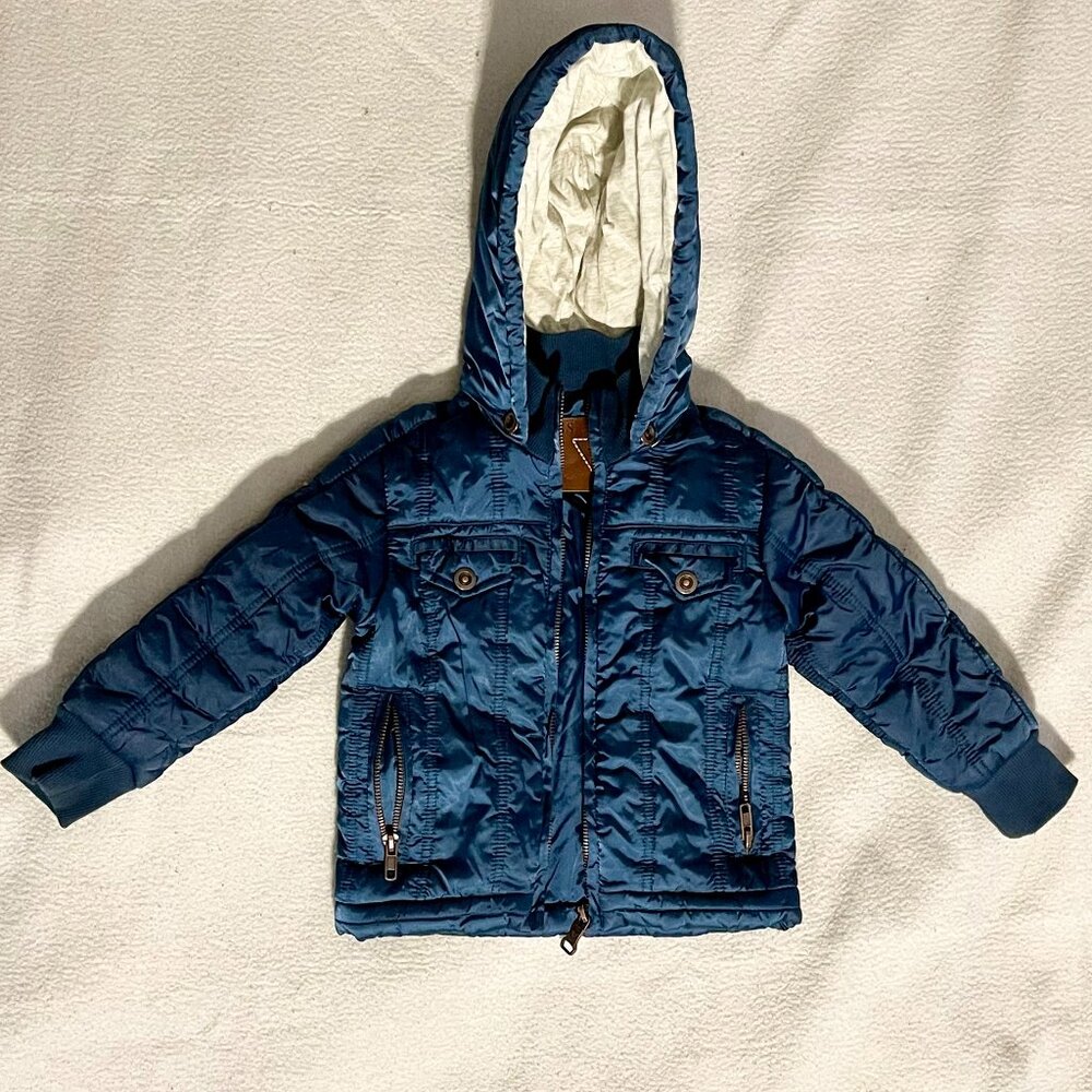 BLUE GUESS QUILTED PUFFER JACKET TODDLER SZ 3T
